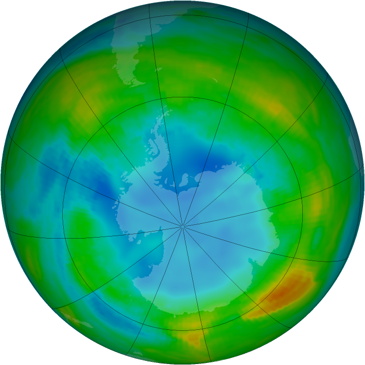 Antarctic ozone map for 12 August 1985